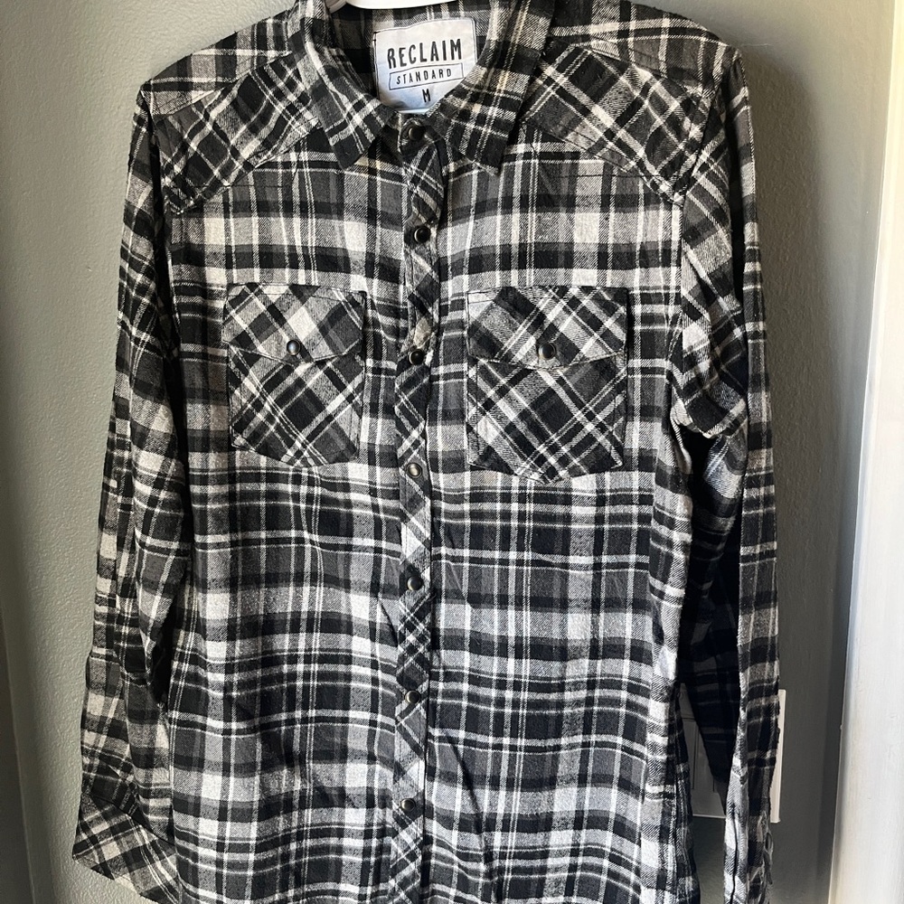 Reclaim Standard Black and White Plaid Shirt